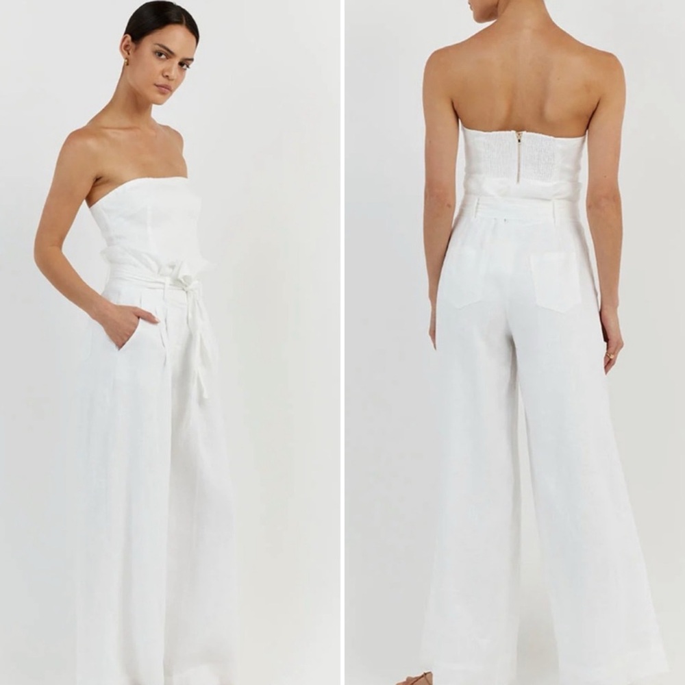 DISSH Lily White Papaerbag Linen Wide Leg Pants Size 2